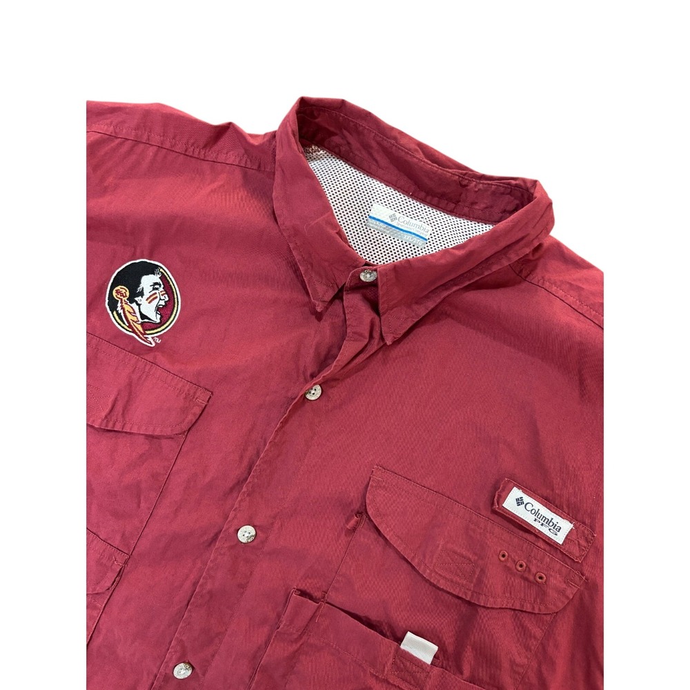 COLUMBIA‎ PFG Fishing Shirt Mens XXL Red Florida State Seminoles Short Sleeve